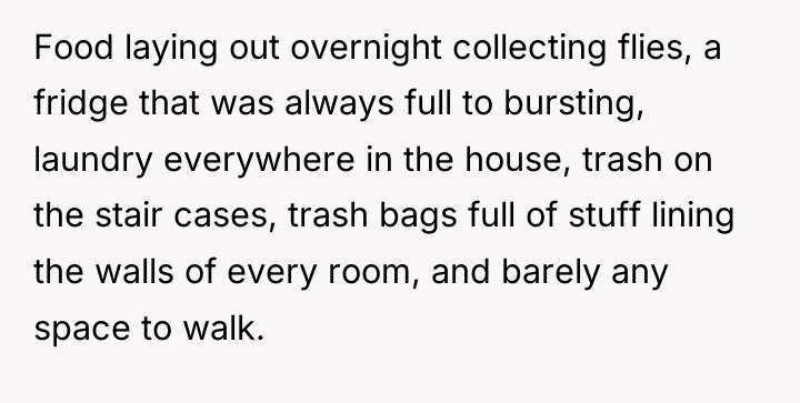 Food laying out overnight collecting flies, a fridge that was...