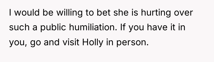 I would be willing to bet she is hurting over...