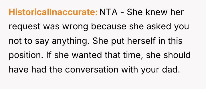HistoricalInaccurate NTA - She knew her request was wrong because...
