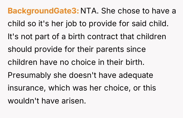 BackgroundGate3 NTA. She chose to have a child so it's...