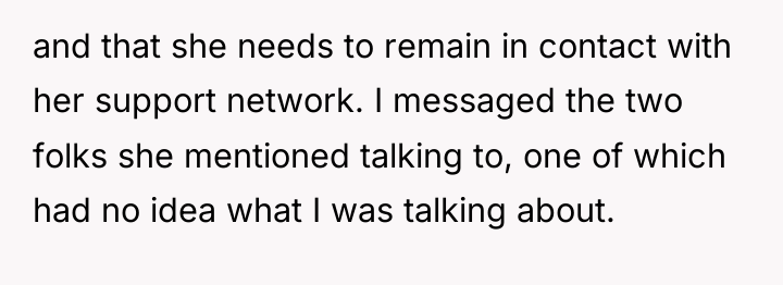 and that she needs to remain in contact with her...