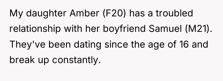 My daughter Amber (F20) has a troubled relationship with her...