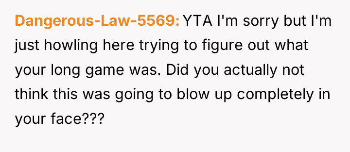 Dangerous-Law-5569 YTA I'm sorry but I'm just howling here trying...