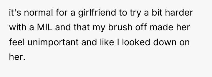 it's normal for a girlfriend to try a bit harder...