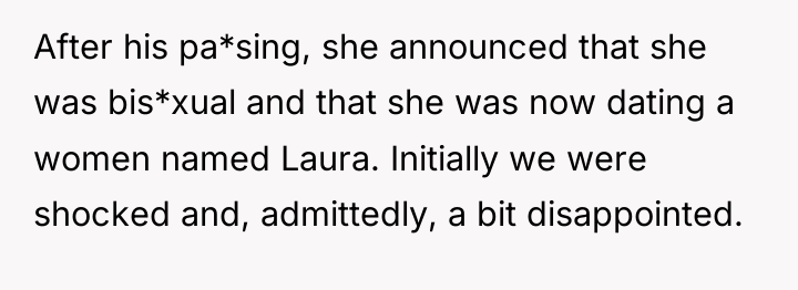 After his pa*sing, she announced that she was bis*xual and...
