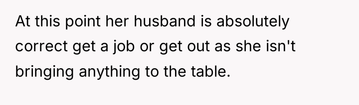 At this point her husband is absolutely correct get a...