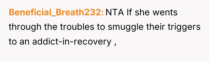 Beneficial_Breath232 NTA If she wents through the troubles to smuggle...