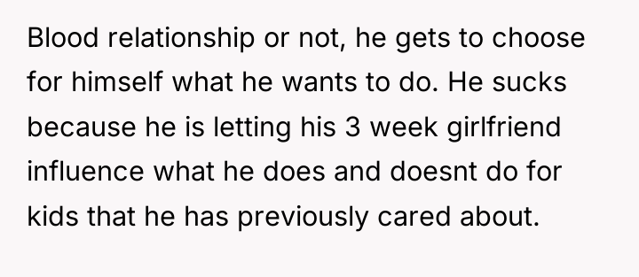 Blood relationship or not, he gets to choose for himself...