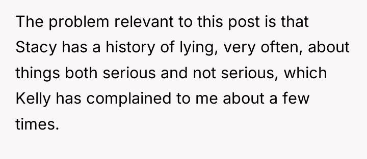 The problem relevant to this post is that Stacy has...