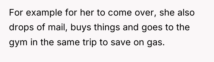 For example for her to come over, she also drops...