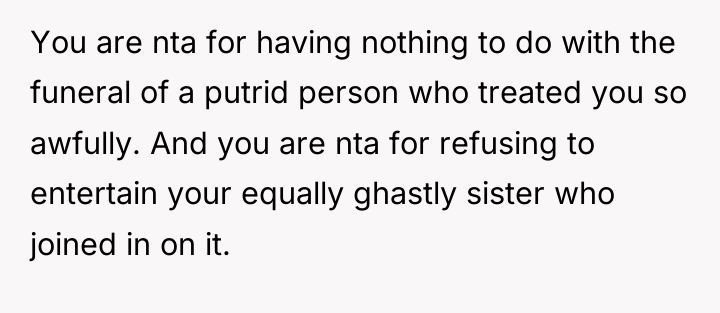 You are nta for having nothing to do with the...