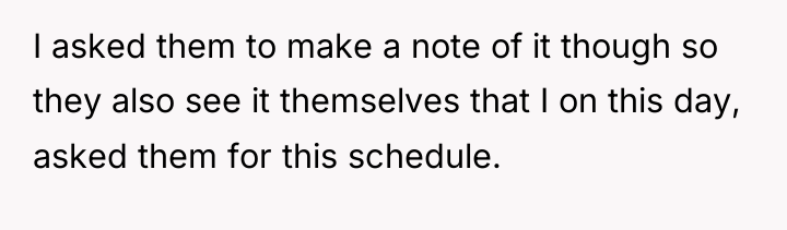 I asked them to make a note of it though...