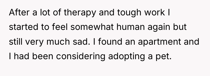 After a lot of therapy and tough work I started...