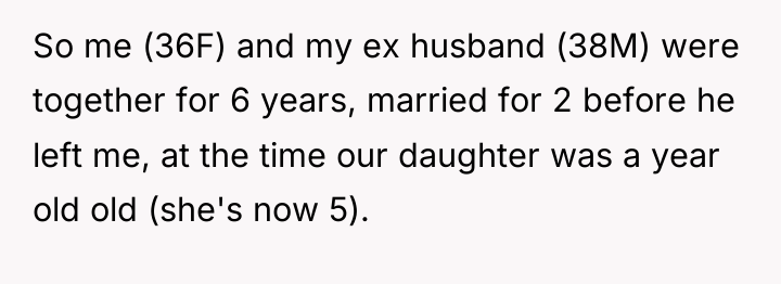 So me (36F) and my ex husband (38M) were together...