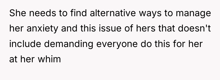 She needs to find alternative ways to manage her anxiety...