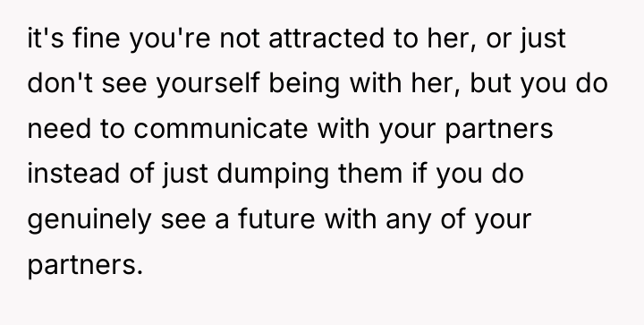 it's fine you're not attracted to her, or just don't...