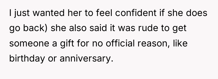 I just wanted her to feel confident if she does...