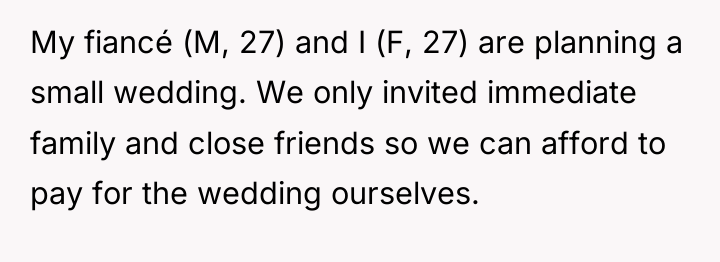 My fiancé (M, 27) and I (F, 27) are planning...