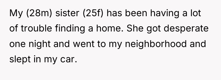 My (28m) sister (25f) has been having a lot of...