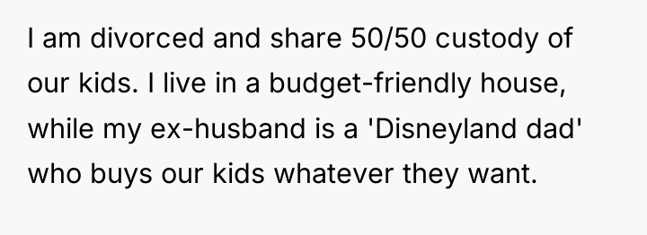 I am divorced and share 50/50 custody of our kids....