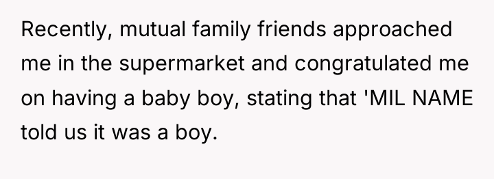 Recently, mutual family friends approached me in the supermarket and...