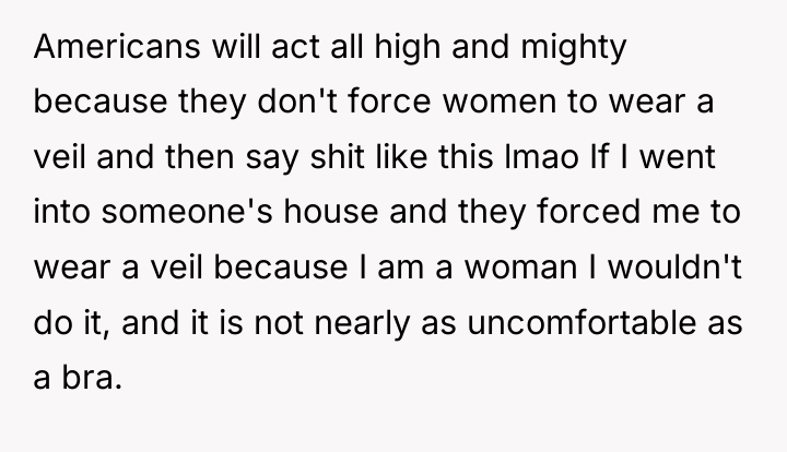 Americans will act all high and mighty because they don't...
