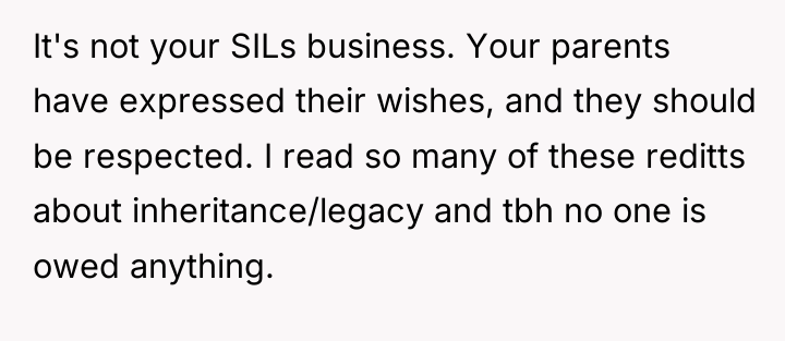It's not your SILs business. Your parents have expressed their...