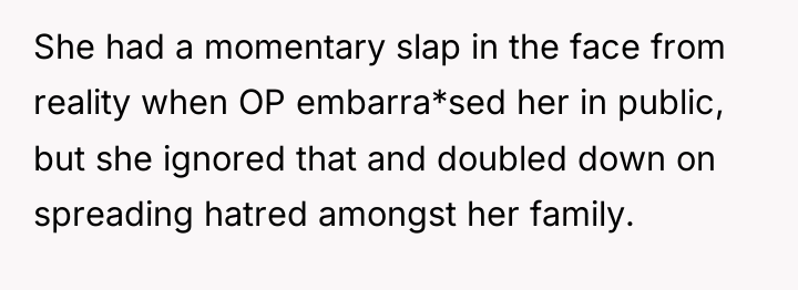 She had a momentary slap in the face from reality...