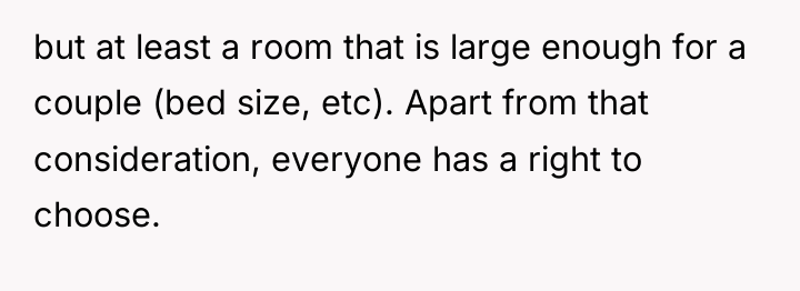 but at least a room that is large enough for...