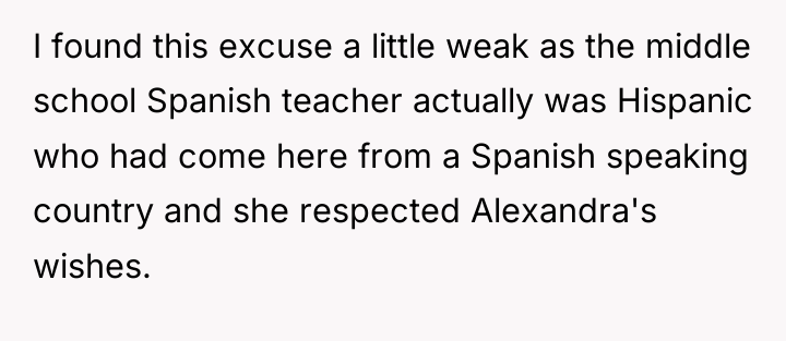I found this excuse a little weak as the middle...