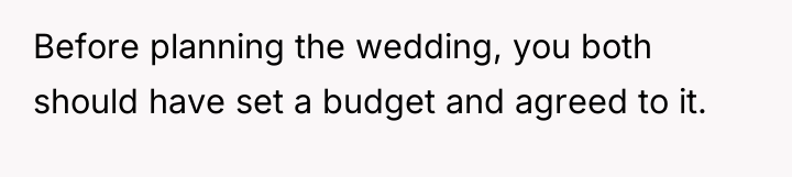 Before planning the wedding, you both should have set a...