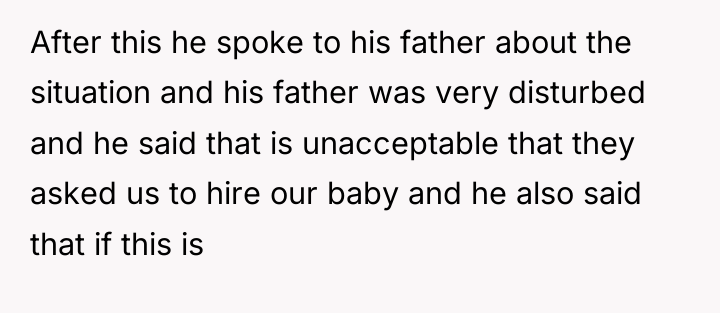 After this he spoke to his father about the situation...
