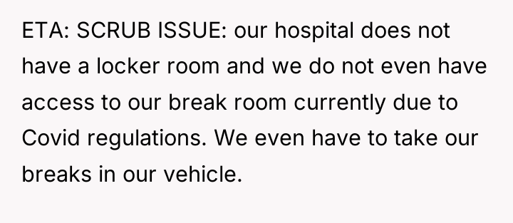 ETA: SCRUB ISSUE: our hospital does not have a locker...