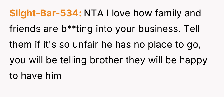 Slight-Bar-534 NTA I love how family and friends are b**ting...