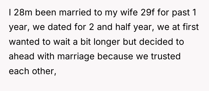 I 28m been married to my wife 29f for past...