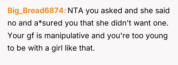 Big_Bread6874 NTA you asked and she said no and a*sured...