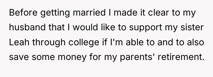Before getting married I made it clear to my husband...