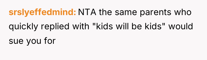 srslyeffedmind NTA the same parents who quickly replied with "kids...