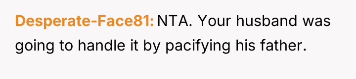 Desperate-Face81 NTA. Your husband was going to handle it by...