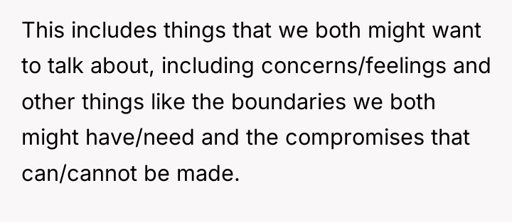 This includes things that we both might want to talk...