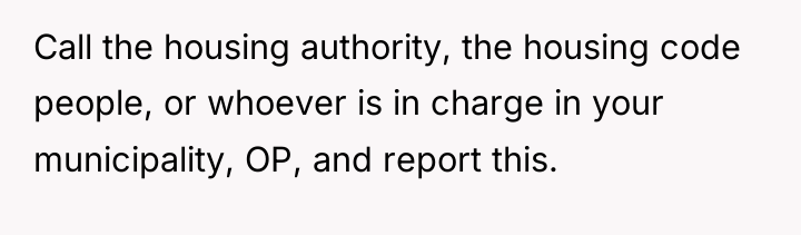 Call the housing authority, the housing code people, or whoever...
