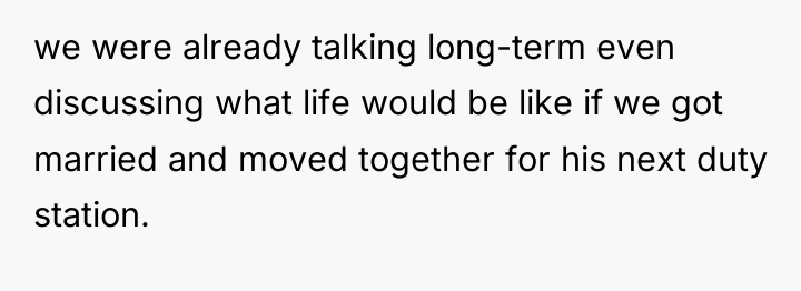 we were already talking long-term even discussing what life would...