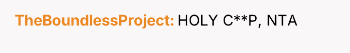 TheBoundlessProject HOLY C**P, NTA