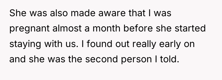 She was also made aware that I was pregnant almost...