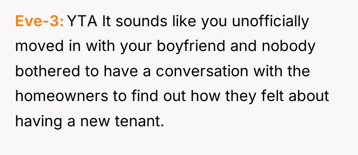 Eve-3 YTA It sounds like you unofficially moved in with...