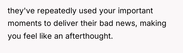 they've repeatedly used your important moments to deliver their bad...