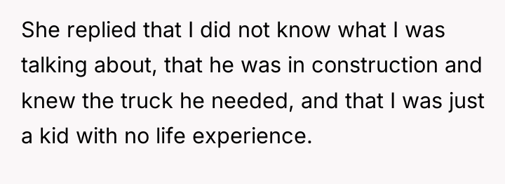 She replied that I did not know what I was...