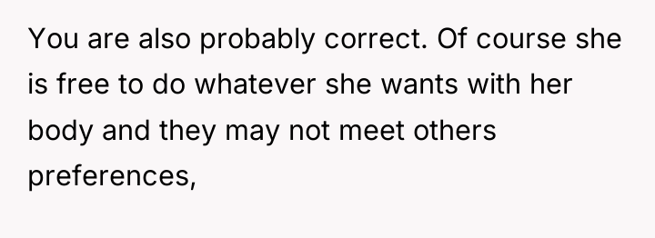 You are also probably correct. Of course she is free...