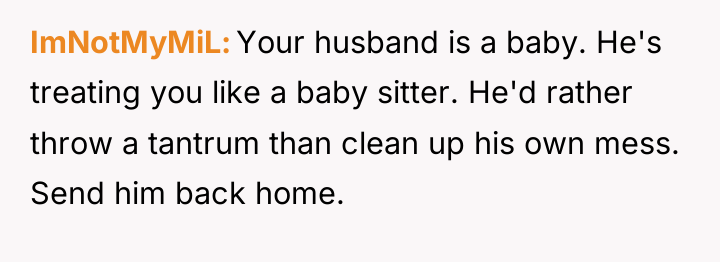 ImNotMyMiL Your husband is a baby. He's treating you like...