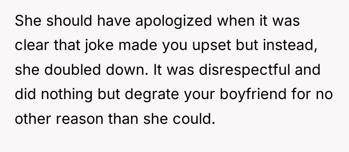 She should have apologized when it was clear that joke...